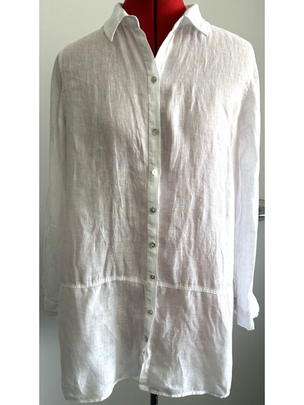 Tahari White Linen Shirt Sz M